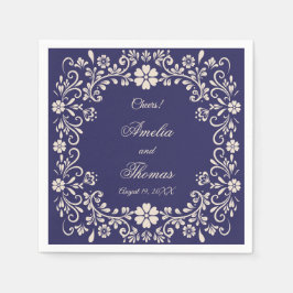 Servilleta De Papel Mexican Talavera Navy Blue Wedding