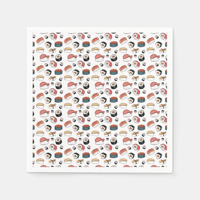 Servilleta De Papel Mezcla de Sushi Dibujada a Mano (Anverso)