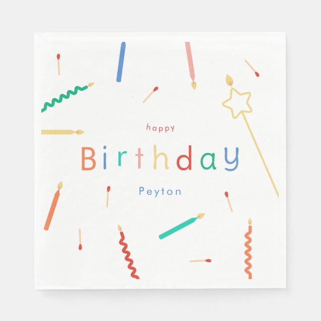 Servilleta De Papel Mezcla + Velas Coincidentes y Coincidencias Cumple (Anverso)