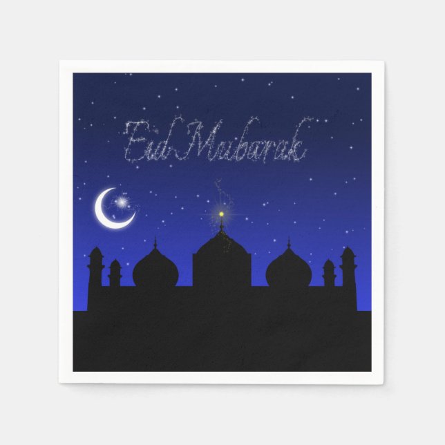 Servilleta De Papel Mezquita de las Estrellas Nocturnas de Eid Mubarak (Anverso)