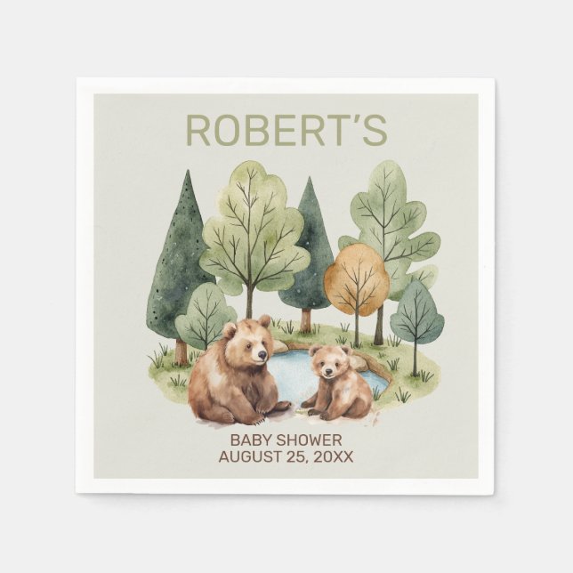 Servilleta De Papel Mi aventura de oso espera la invitación a la ducha (Anverso)