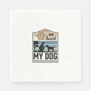 Servilleta De Papel Mi Corazón Mi Perro Grabado Vintage Diseño Amante 
