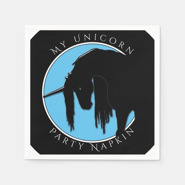Servilleta De Papel Mi Fiesta unicornio (azul claro) (Anverso)