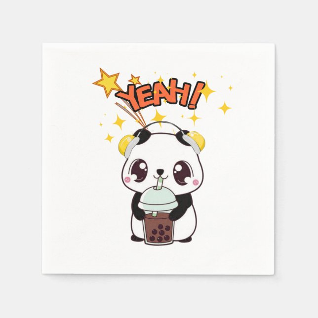 Servilleta De Papel Mi Panda de Fiesta Adorable (Anverso)
