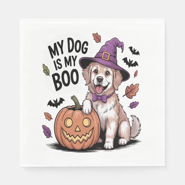Servilleta De Papel Mi perro es mi Boo Halloween (Anverso)