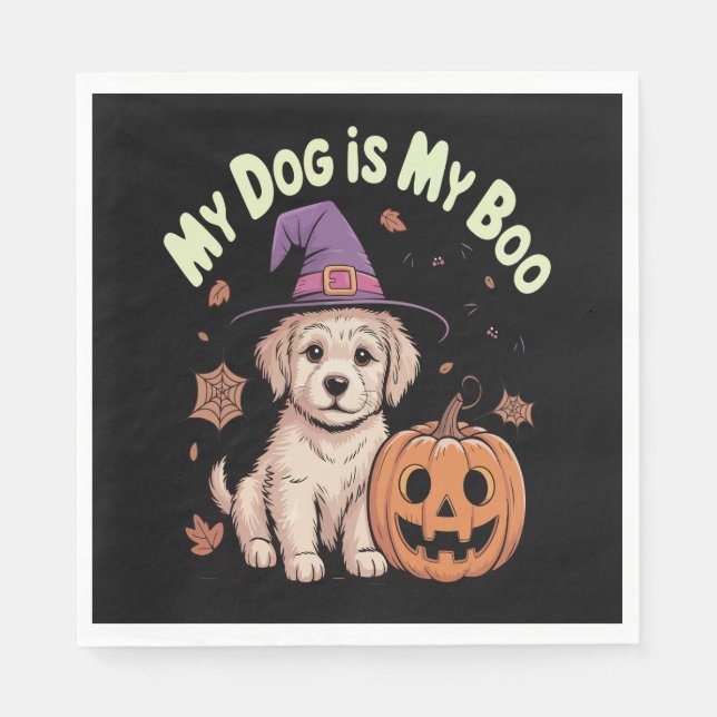 Servilleta De Papel Mi perro es mi Boo Halloween (Anverso)