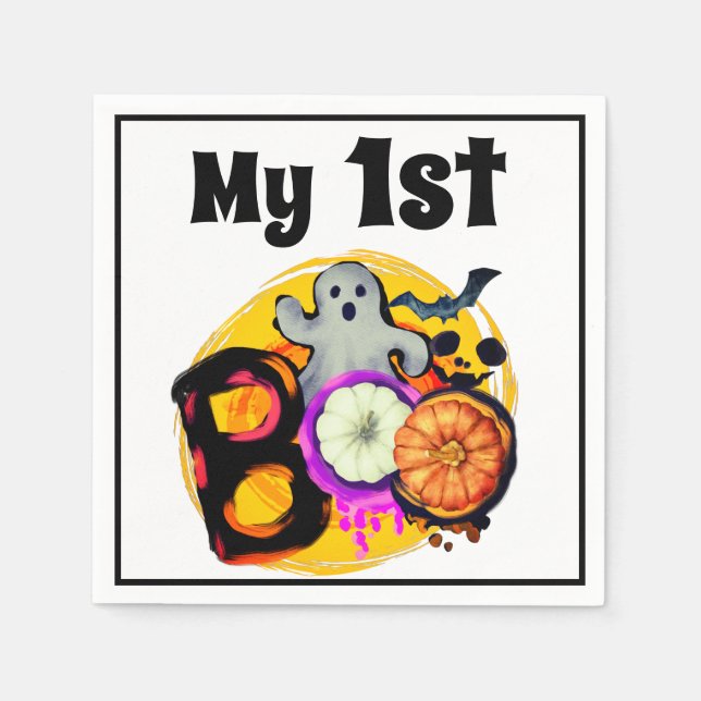 Servilleta De Papel Mi primer bebé fantasma en Halloween (Anverso)