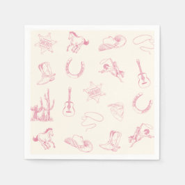 Servilleta De Papel Mi Primer Rodeo Vaquera Rosa Cumpleaños Western
