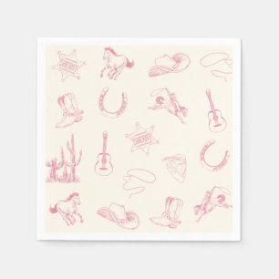 Servilleta De Papel Mi Primer Rodeo Vaquera Rosa Cumpleaños Western