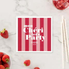 Servilleta De Papel Mi Querida Vamos a la Fiesta Rojo Cereza Franja Au