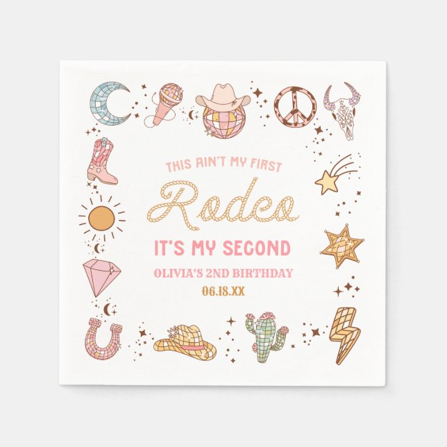 Servilleta De Papel Mi segundo Fiesta de Noche Rodeo Occidental (Anverso)