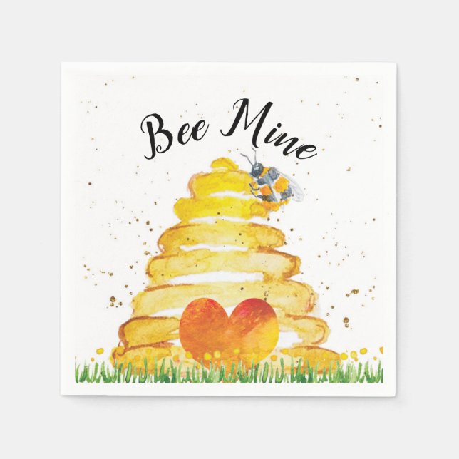 Servilleta De Papel Mía Abeja Día de San Valentín (Anverso)