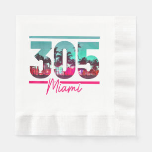 Servilleta De Papel Miami 305 Area Code Florida Vintage Palm Trees Pri