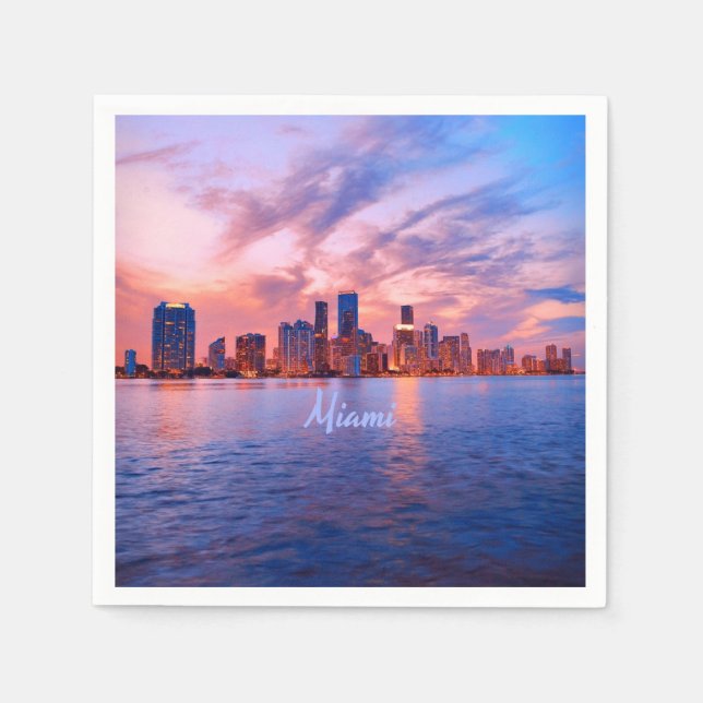 Servilleta De Papel Miami Beach Florida City Skyline (Anverso)
