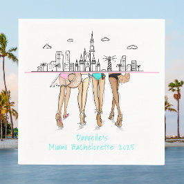 Servilleta De Papel Miami Skyline Bachelorette Bikini Custom
