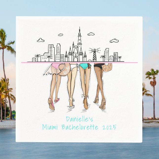 Servilleta De Papel Miami Skyline Bachelorette Bikini Custom  (Subido por el creador)