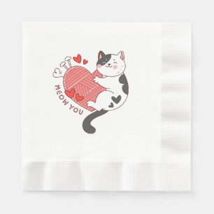 Servilleta De Papel Miau eres gato lindo día de San Valentín