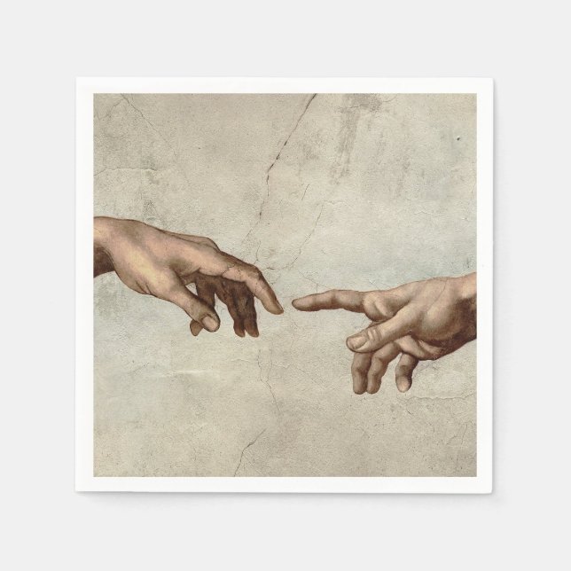 Servilleta De Papel Michaelangelo manos creación adam dios (Anverso)