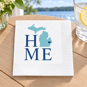 Servilleta De Papel Michigan Hogar Aqua Azul Marino Corazón de Ciudad