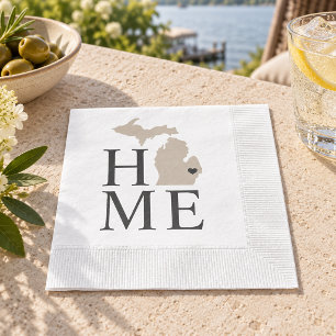 Servilleta De Papel Michigan Hogar Beige y Gris Corazón de la Ciudad P