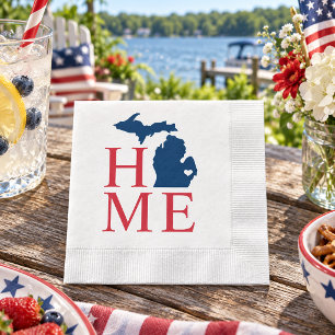 Servilleta De Papel Michigan Hogar Rojo Blanco Azul Ciudad Corazón Per