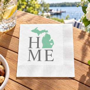 Servilleta De Papel Michigan Hogar Verde Menta Corazón de Ciudad Perso