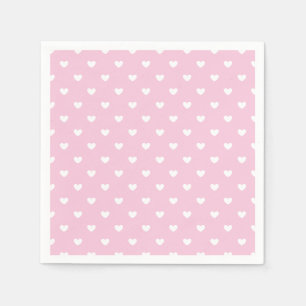 Servilleta De Papel Micro Corazones Blancos - Rosa Claro