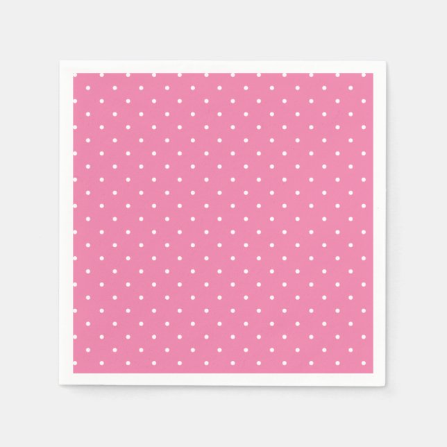 Servilleta De Papel Micro Polka Dot White -Fuchsia Pink (Anverso)