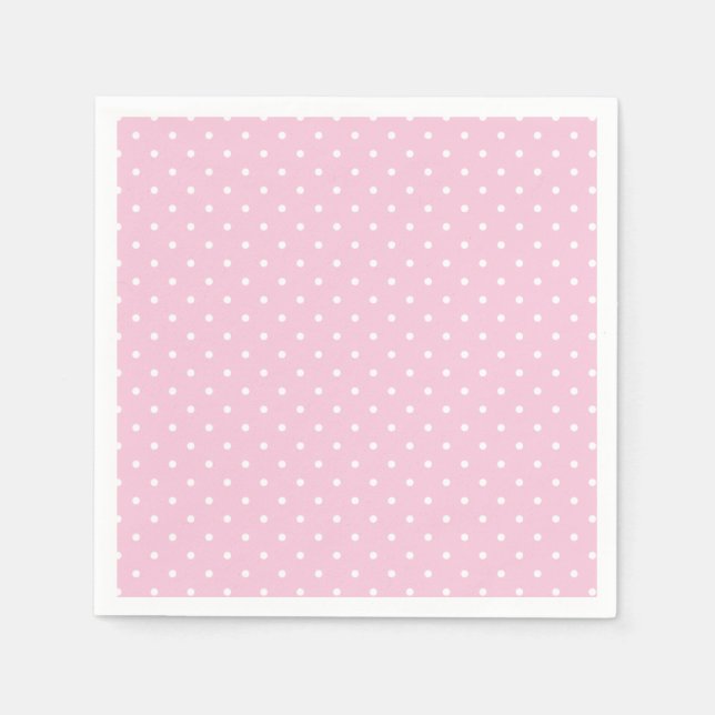 Servilleta De Papel Micro Polka Dot White - Light Pink (Anverso)