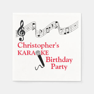 Servilleta De Papel Micrófono a escala musical de Karaoke Fiesta rojo