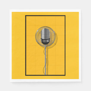 Servilleta De Papel Micrófono Retro sobre Amarillo Intenso
