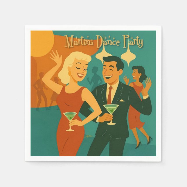 Servilleta De Papel Mid Century Martini Dance Party (Anverso)