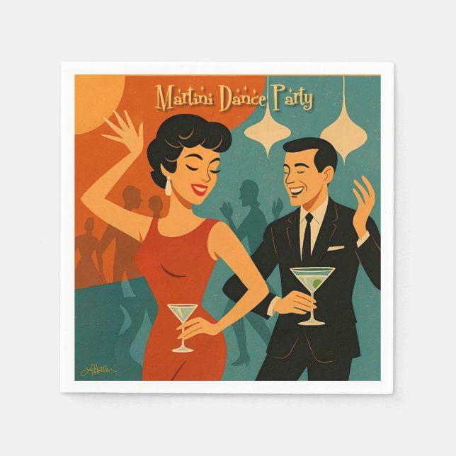 Servilleta De Papel Mid Century Martini Dance Party (Anverso)