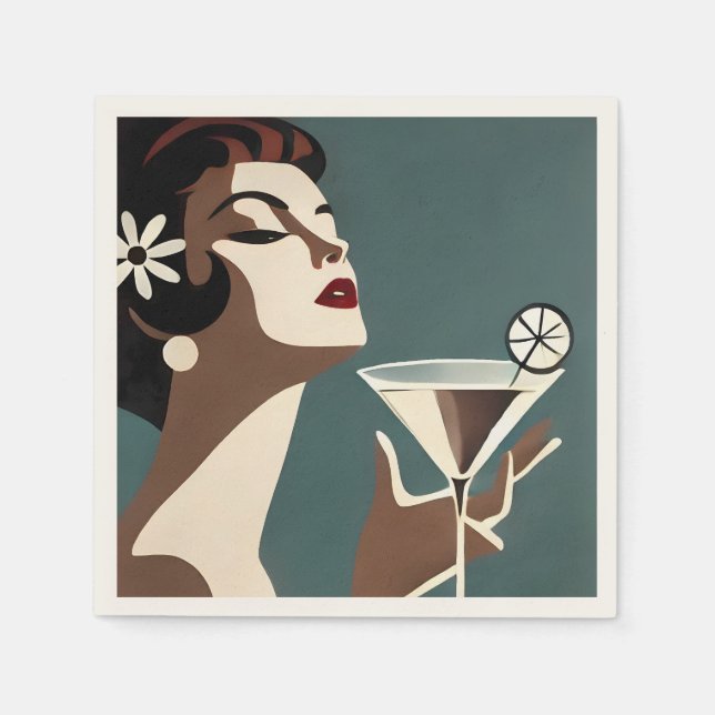 Servilleta De Papel Mid Century Modern Art The Martini DIva (Anverso)