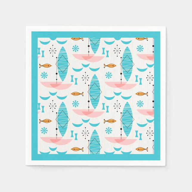 Servilleta De Papel Mid Century Pink Catamaran (Anverso)