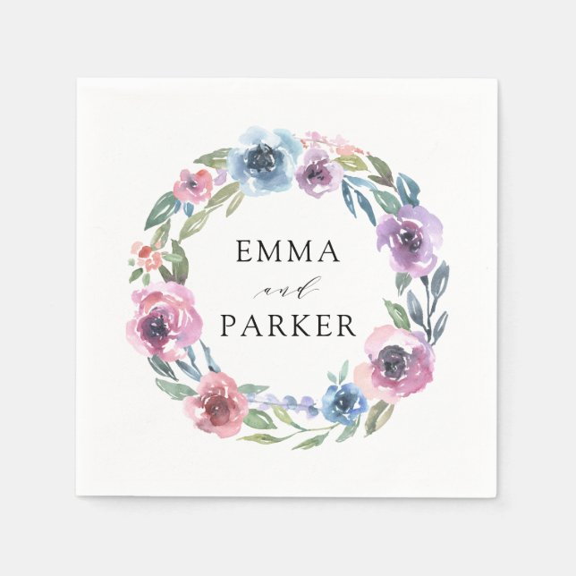 Servilleta De Papel Midnight Blooms | Boda Personalizada (Anverso)