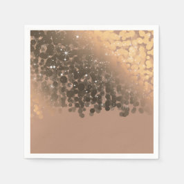 Servilleta De Papel Miel Beige Champagne Dorado Brillo Luces Fiesta