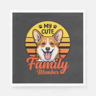 Servilleta De Papel Miembro de familia de Corgi lindo Amante de perros