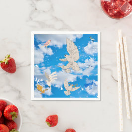 Servilleta De Papel Mikitiez pájaro blanco cielo azul verano libertad