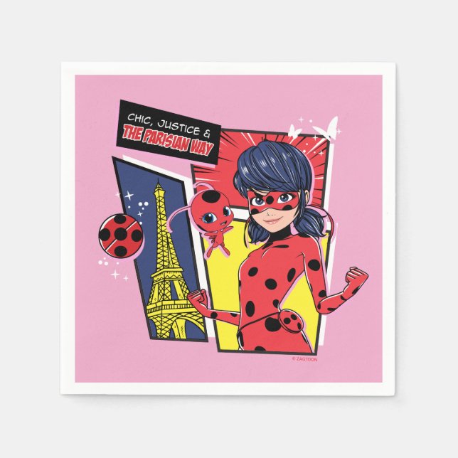 Servilleta De Papel Milagroso Comic Ladybug Parisian Way (Anverso)