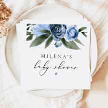 MILENA Dusty Blue Slate Floral Boy Baby Shower