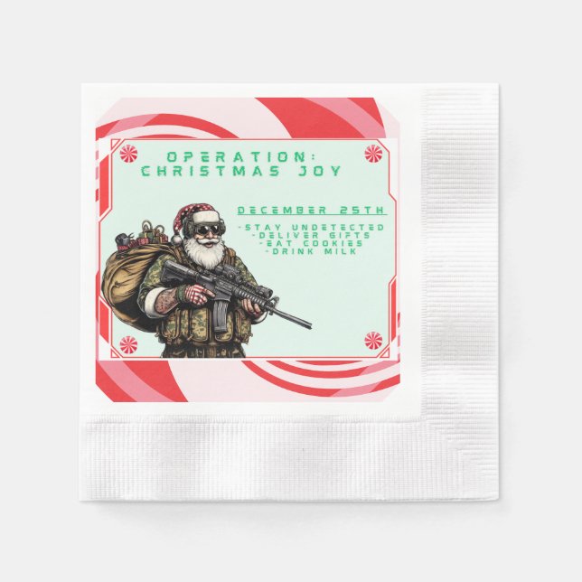 Servilleta De Papel Militar divertido de Navidad/Papa Noel (Anverso)