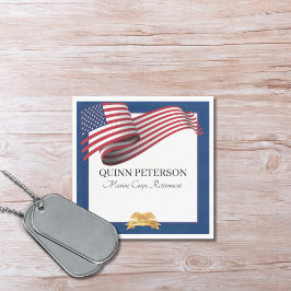 Servilleta De Papel Military Retirement Flag Gold Crest Elegant