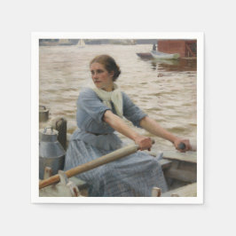 Servilleta De Papel Milk Maid en un barco de remo (por Albert Edelfelt