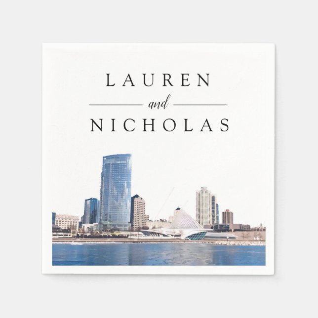 Servilleta De Papel Milwaukee Skyline Boda personalizado (Anverso)