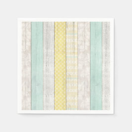 Servilleta De Papel Mimbre geométrico boho de madera rústica y amarill