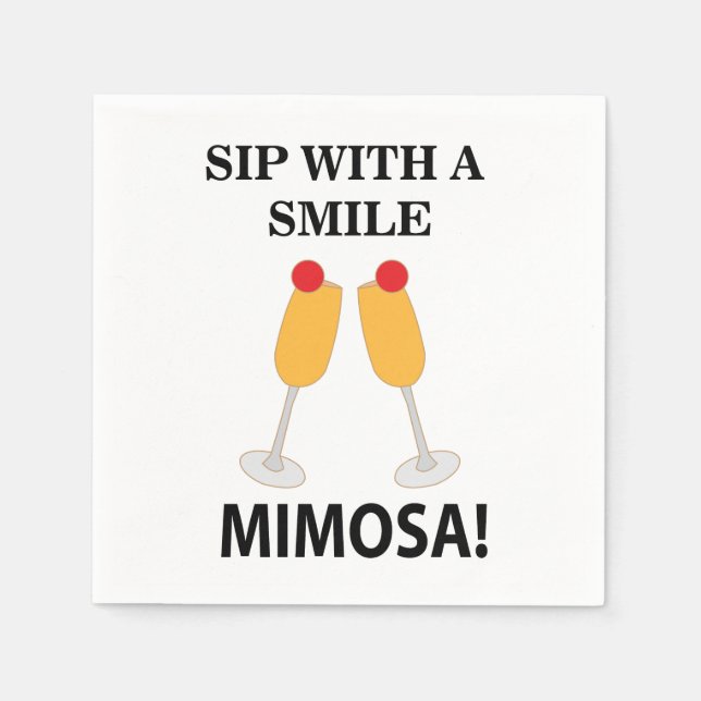 Servilleta De Papel Mimosa Sip Con Un Fiesta Mimosa Sonriente (Anverso)