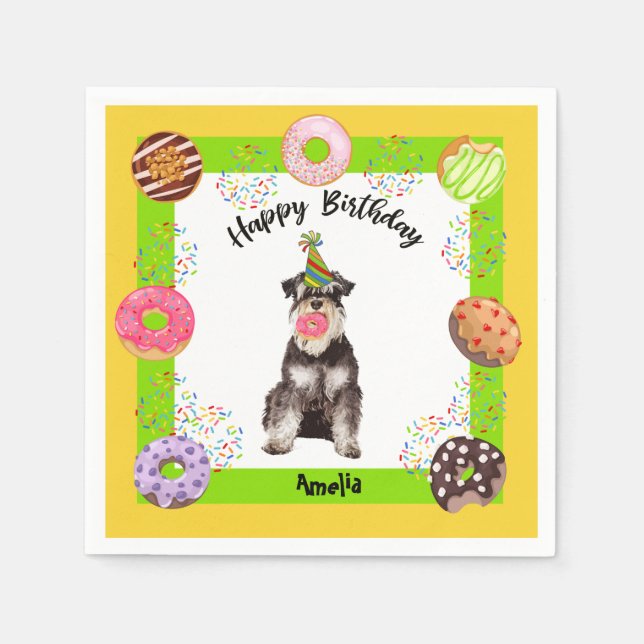 Servilleta De Papel Mineature Schnauzer Donuts Fiesta Napkins para cum (Anverso)