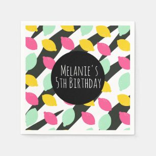 Servilleta De Papel Mini Bright Pink Lemonade Lime Cumpleaños Cualquie