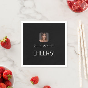 Servilleta De Papel Mini guión de nombre de foto personalizado en blan